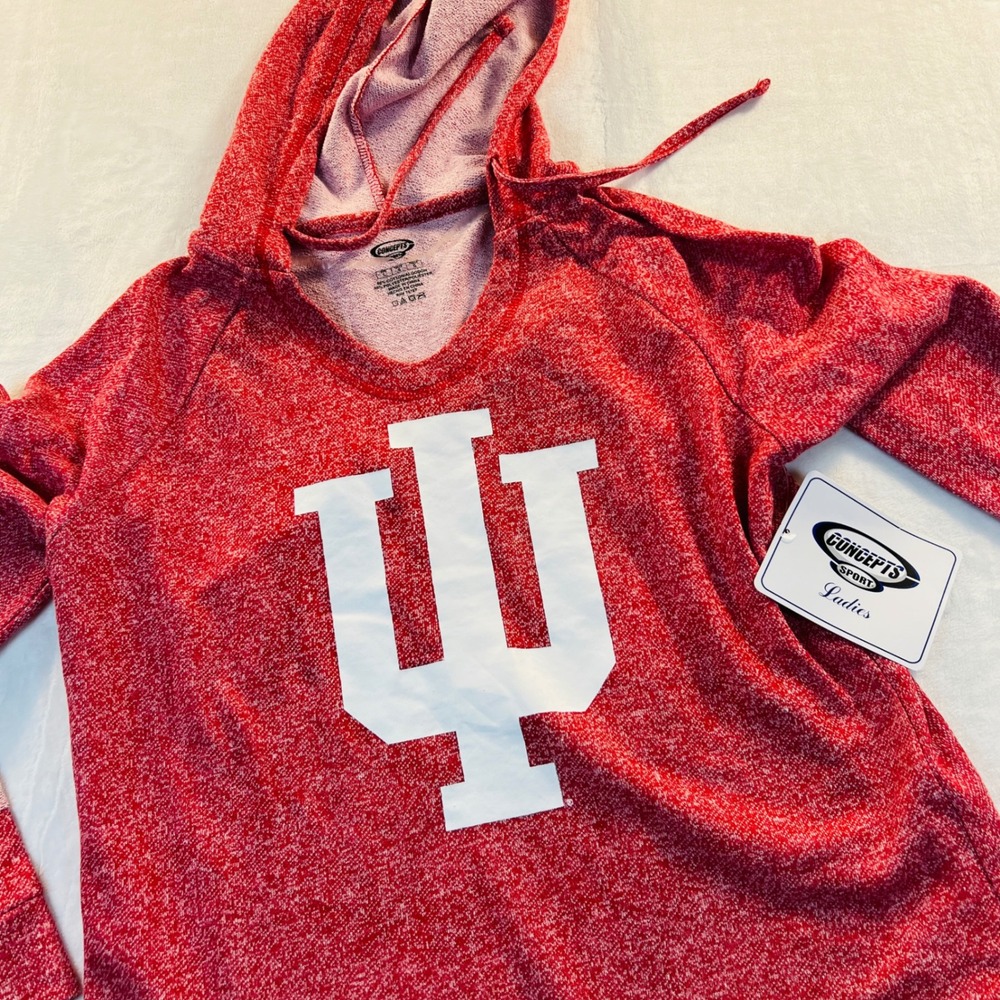 Concepts Sport Indiana University Hoosiers Red Marl Hoodie V-Neck Women Large